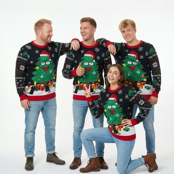 Sweter Świąteczny LED Dzianinowy Unisex XL Czarny