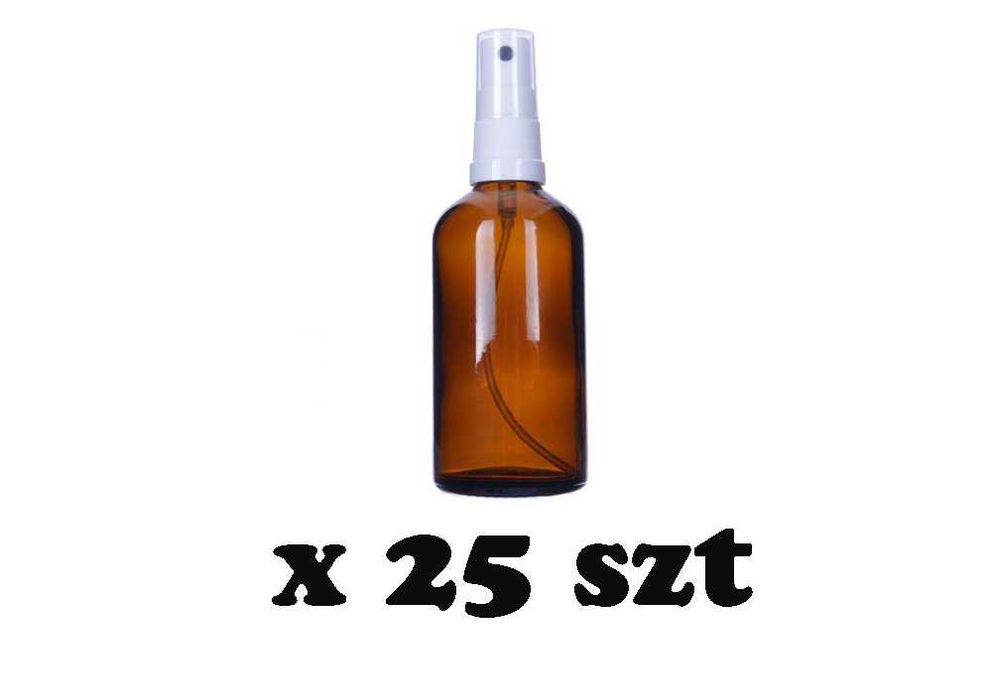 Buteleczka szklana z atomizerem 100 ml szczelna komplet 25 sztuk