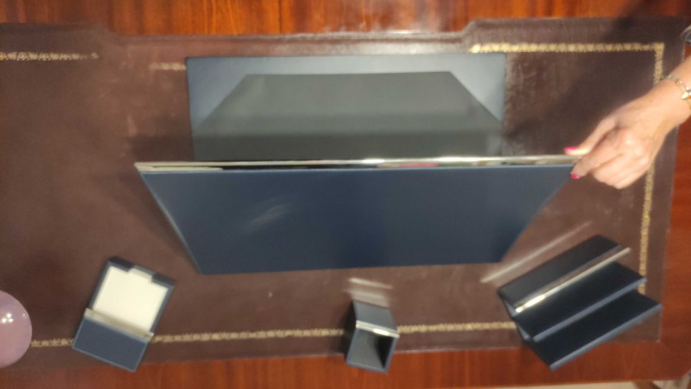 Podkład na biurko, pojemniki, komplet skóra