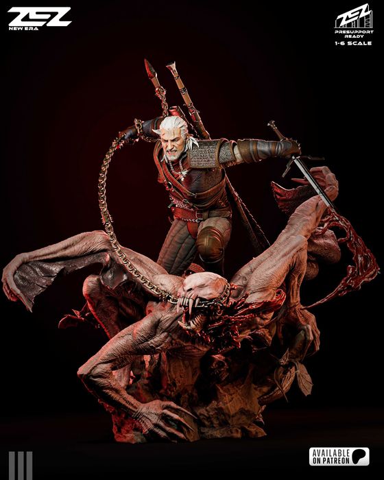 Figurka Geralt i Detlaf, Wiedźmin, Żywica, Ręcznie Malowana