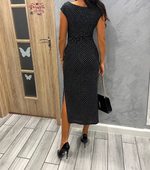 Elegancka sukienka 38 midi błyszcząca wesele