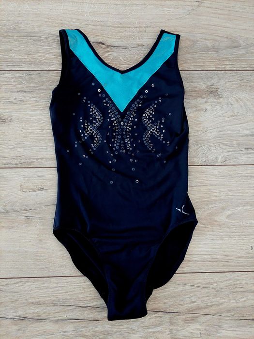 Strój kąpielowy dziewczęcy 134/140 czarno-niebieski | b. dobry stan