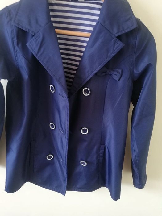 Granatowy dziecięcy dziewczęcy płaszcz przeciwdeszczowy