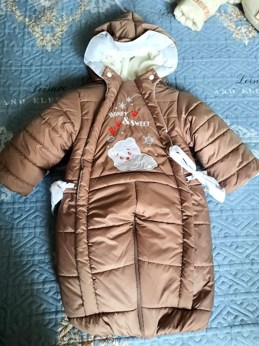 Зимний Комбинезон/конверт 3 в 1 . От 0 до 1 года . Для девочки.