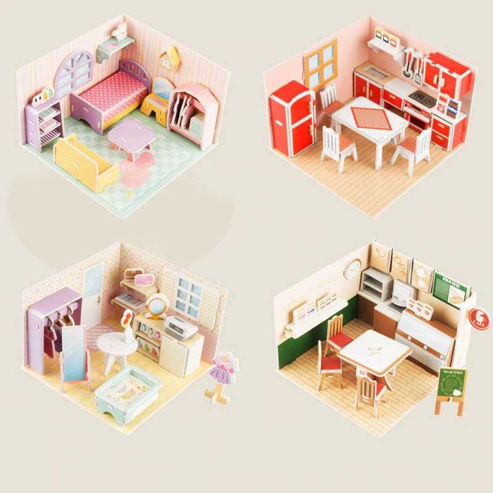 Pokoik z meblami mini puzzle 3 D