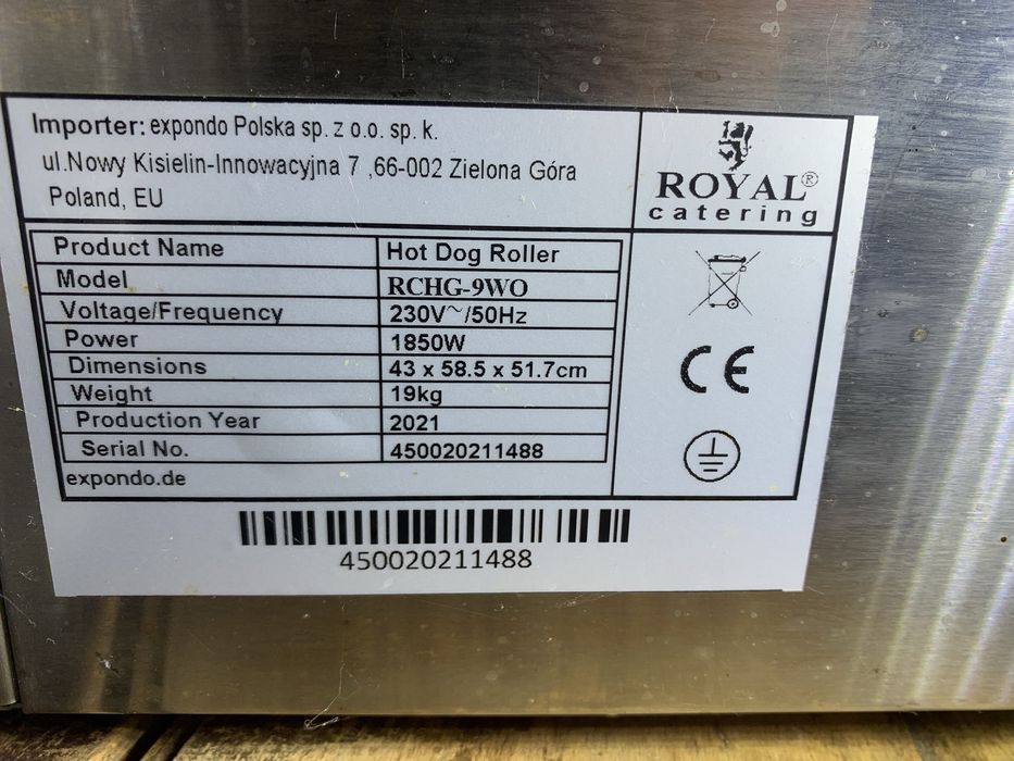Grill rolkowy z szufladą roler opiekacz parówek