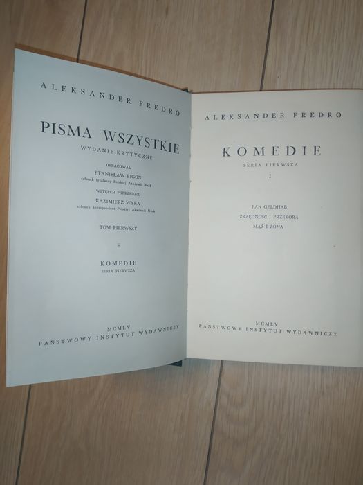 Fredro pisma wszystkie i komedie tom 1 I