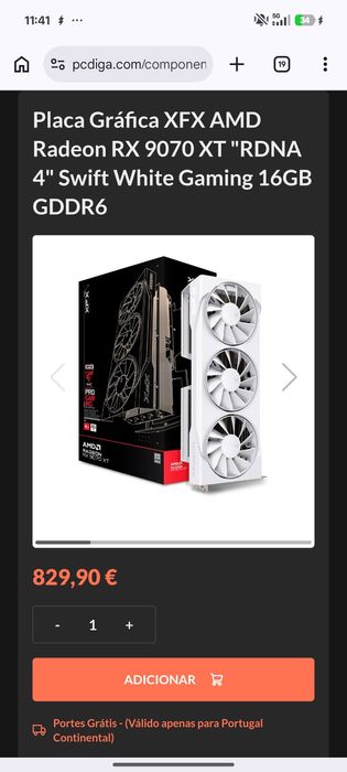 AMD XFX RX9070XT Swift OC 16GB GDDR6 White
