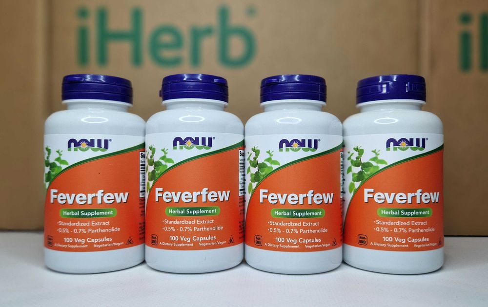 Пиретрум дівочий Now Foods Feverfew, 100 капсул. Природній спазмолітик