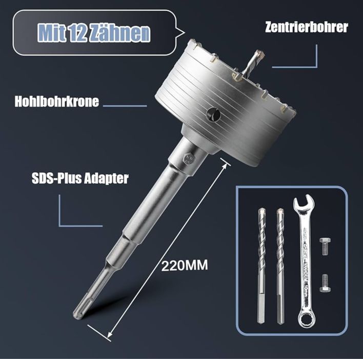 MOXPIFY Otwornica do betonu 105mm SDS Plus + 2 wiertła prowadzące