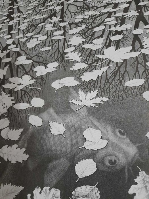 Reprodução em papel do quadro "Three Worlds" de M:C: Escher. Novo ainda na embalagem.