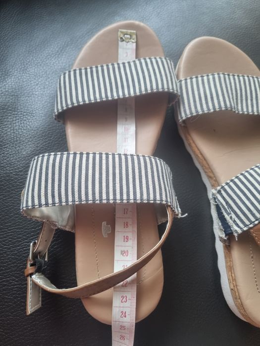 Klapki sandały damskie rozm. 38 Tom Tailor paski lato granatowe białe