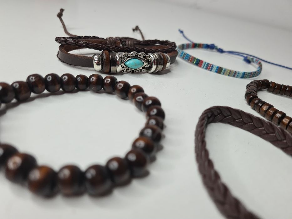 Zestaw 5 bransoletek turkus+brąz