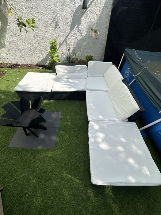 Sofa exterior em rattan 210x210x55