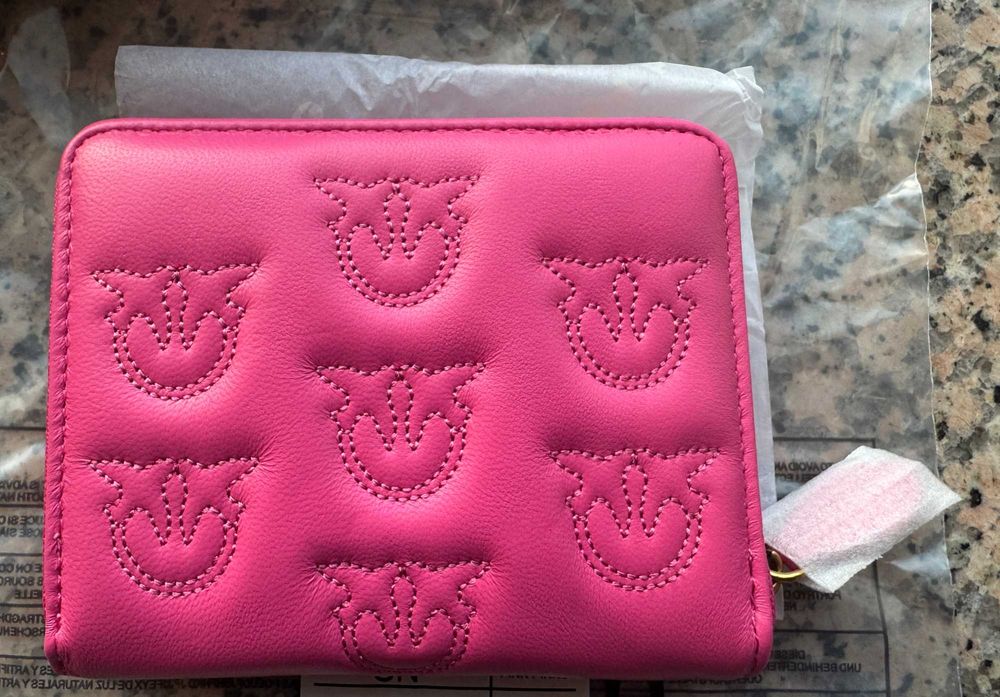 portfel pinko taylor zip around nowy model w jaskółki kolor neo róż