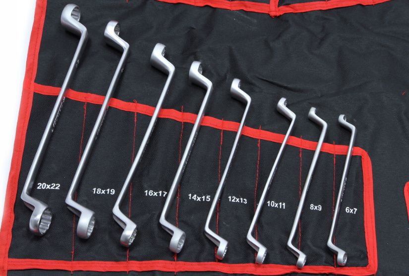 Klucze płasko-oczkowe 47el na płachcie torx, typu C , odgięte