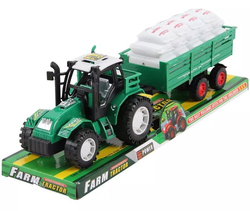 Traktor Z Przyczepą I Ziarnem. Nowy Produkt