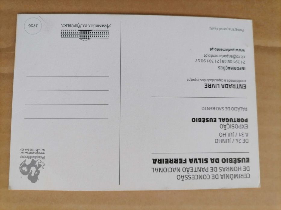 EUSÉBIO Comissão Honras Panteão Nacional Postal Assembleia República