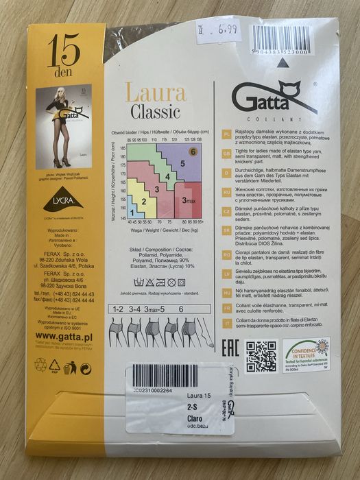Rajstopy Gatta Laura, 15 den, jasne beżowe Claro, 2S