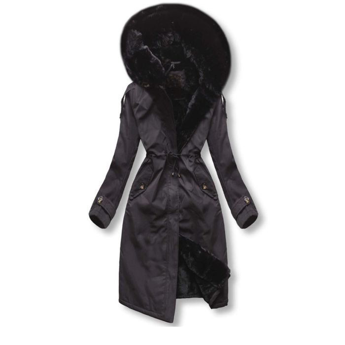 Czarna kurtka płaszcz parka XS 34