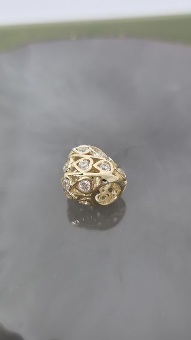 Nowy złoty charms do bransoletki typu Pandora serce ażur cyrkonie 585