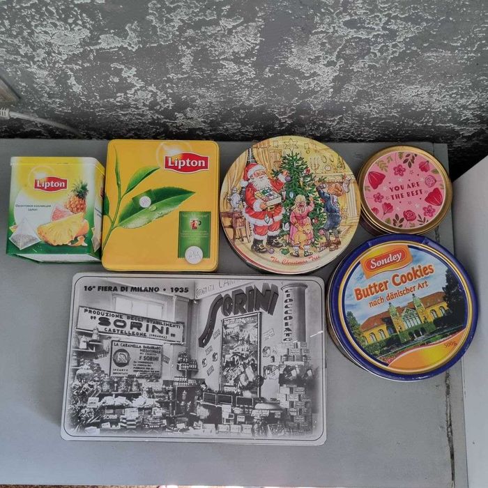 Набір бляшаних банок 6 шт. Sorini, Lipton, Sondey, Jacobsens