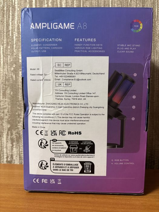 Студійний конденсаторний мікрофон Fifine A8 з RBG підсвіткою