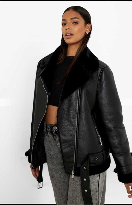 Зимняя дублёнка авиатор на меху