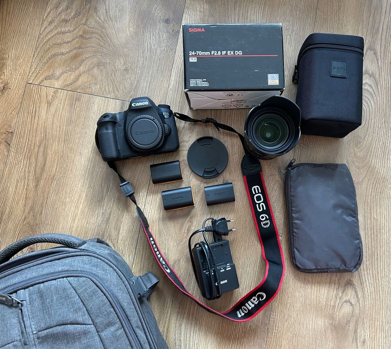 Canon EOS 6D, Sigma 24-70mm F2.8 IF EX DG, plecak