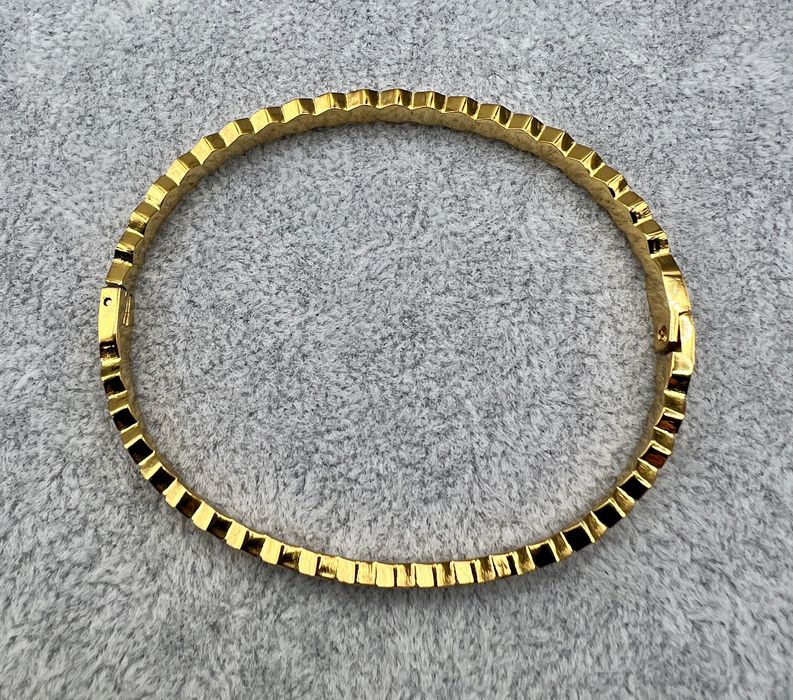 Pulseira Rígida Hexagonal em Aço Inoxidável – Banho Ouro 18k