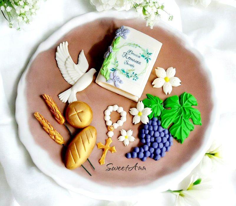 Zestaw dekoracji na tort komunijny