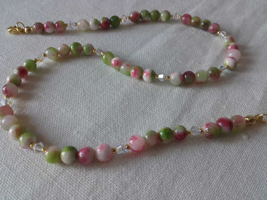 Naszyjnik jadeit kryształy swarovski