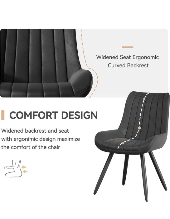 Zestaw 4 czarnych krzeseł do jadalni Hawthyhome