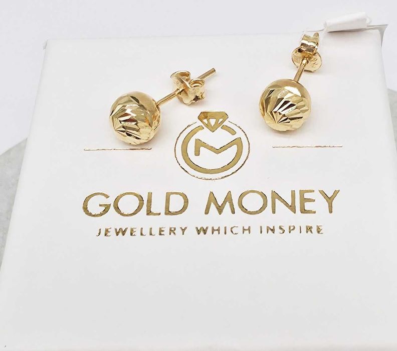 Złote kolczyki kulki diamentowane 585 GOLD MONEY