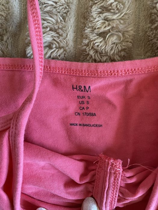 Розовый топ H&M на завязках / майка с открытой спиной (размер S)