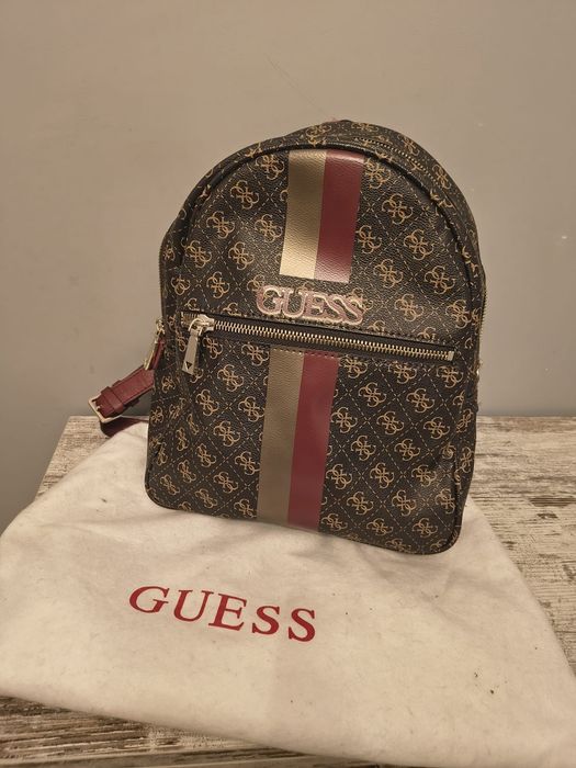 Plecak damski Guess Manhattan brązowy monogram logo + worek