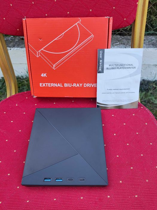 Zewnętrzny napęd Blu-Ray Odtwarzacz Player Nagrywarka DVD 4K 3D USB 3.0 BD CD DVD Windows Mac OS Linux USBC