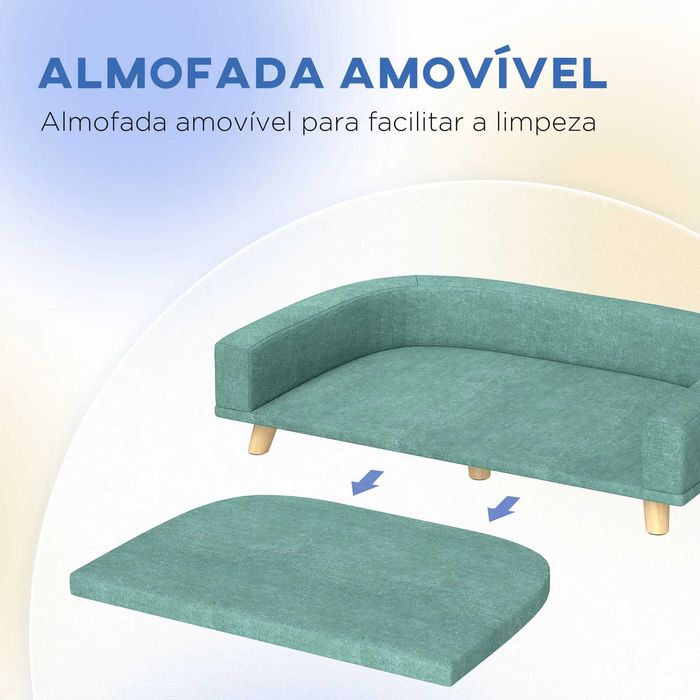 Sofá para Cães Cama Elevada Verde