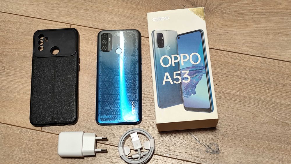 Smartfon OPPO A53 4/128GB Fancy Blue Zestaw Etui Pudełko
