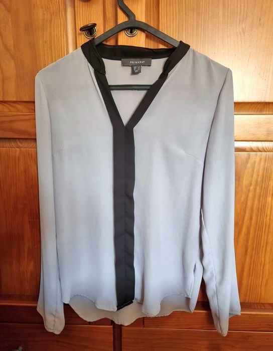 Primark Gray and Black Blouse, Size 32