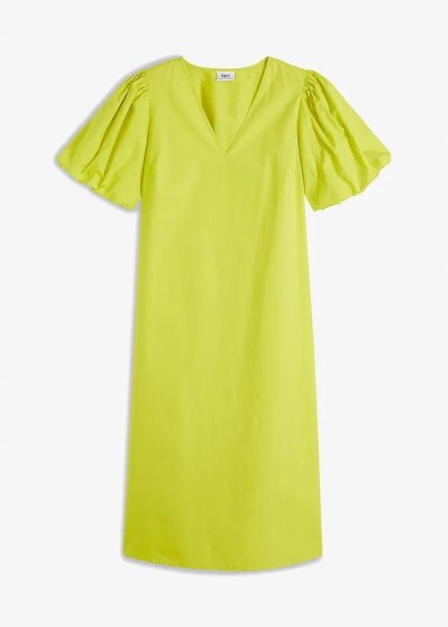 B.P.C sukienka midi zielona limonka bufiaste rękawy r.50