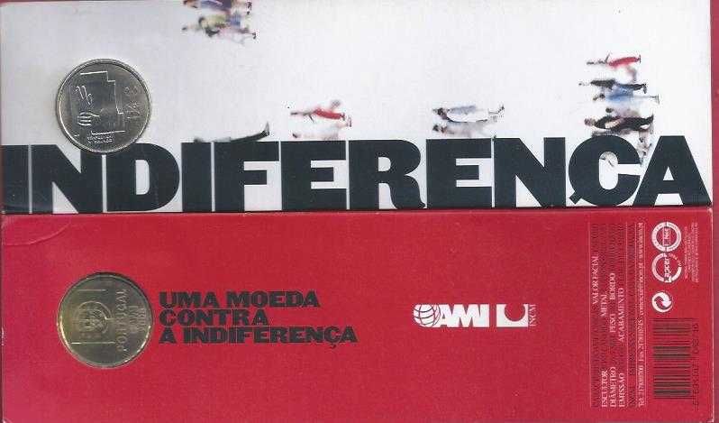 Euros Portugal  Cartão original com  a Moeda  de 1,5  euros  AMI