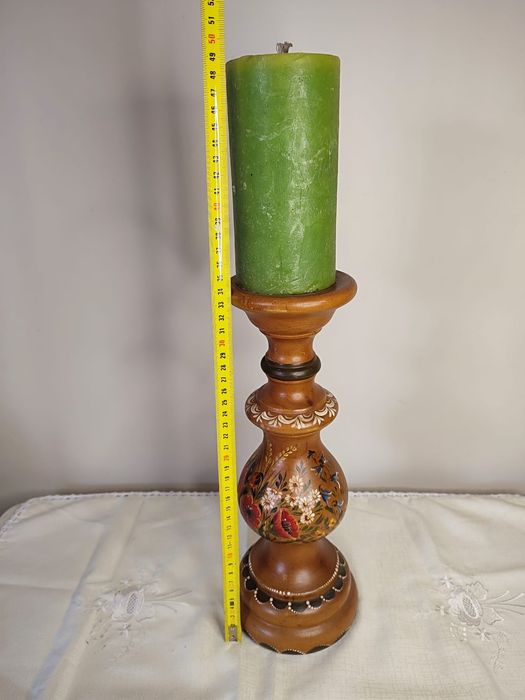 Castiçal de Madeira pintado à mão