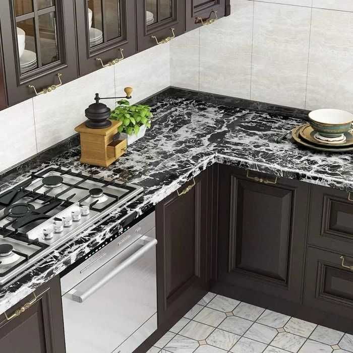 Papier Winylowy Na Blat Kuchenny Samoprzylepny Marmur Czarny Nr194