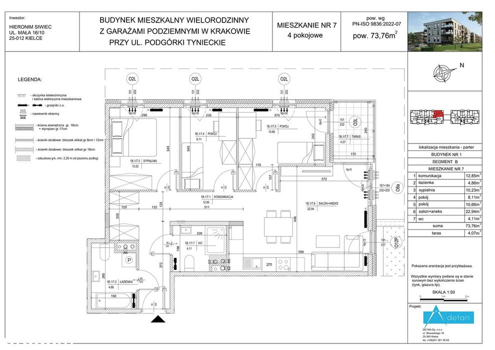 4-pokojowe mieszkanie 73 m² + taras Bezpośrednio - Widok 2