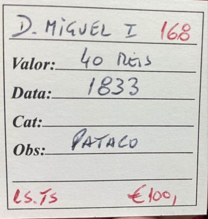 Moeda  168 - 40 Reis D MIGUEL I - 1833