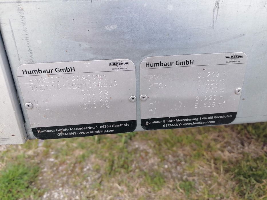 Reboque Humbaur 1000kg pb de 2022