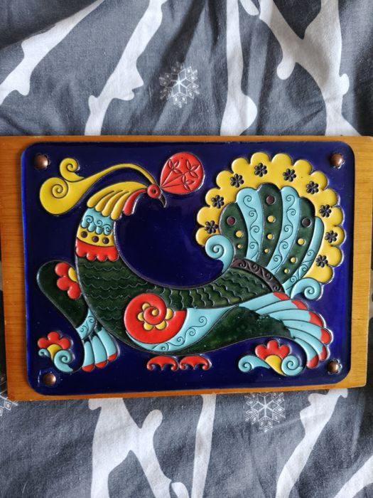 Петриковская роспись, клуазонье ,пано с горячей емалью по меди. Жар- п