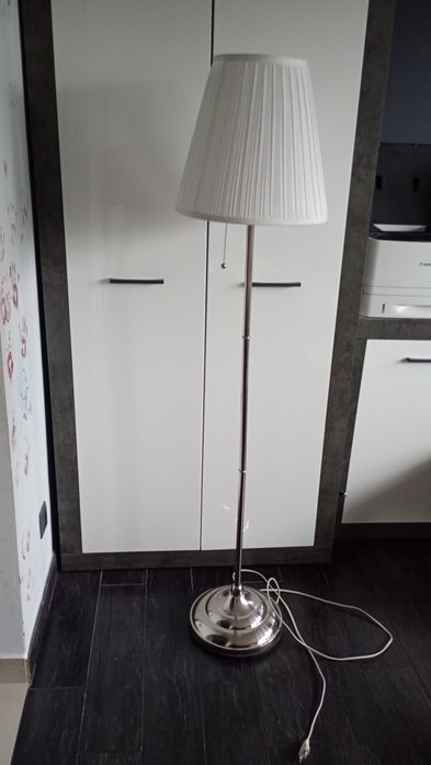 Lampa podłogowa drewniana metalowa  prl abażur loft vintage