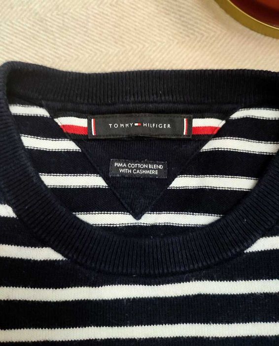 Темно-синій светр tommy hilfiger з бавовняної суміші з кашеміром L-XL